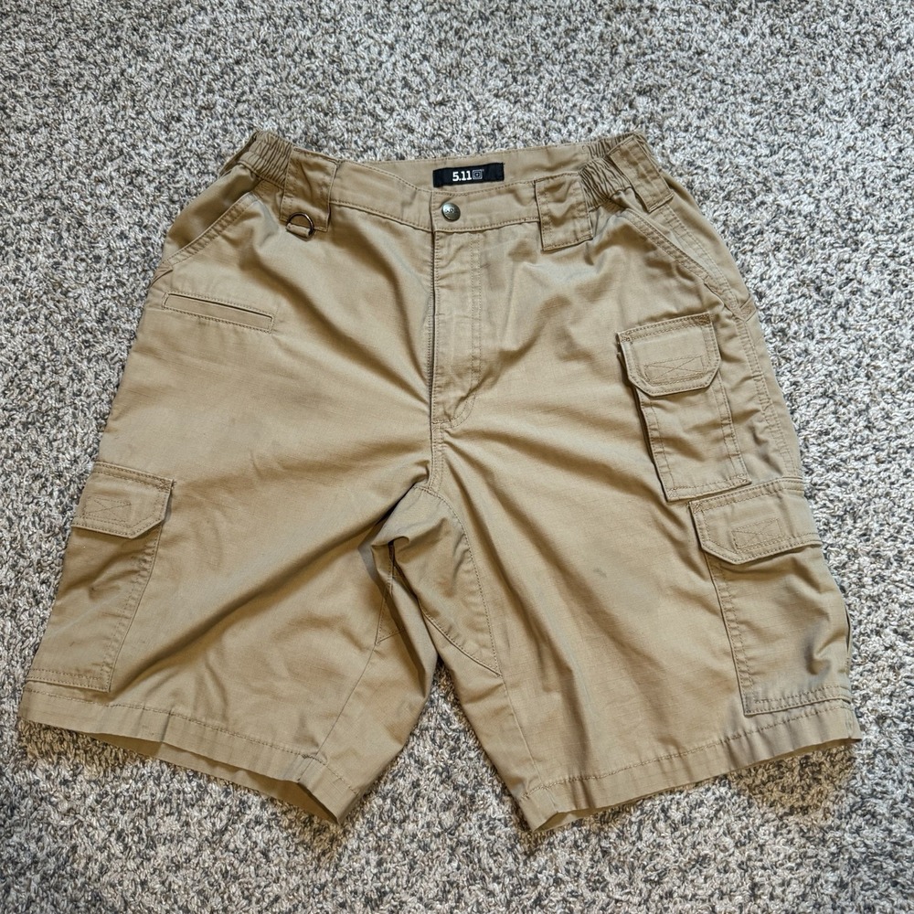 5.11 Tactical Taclite Pro Cargo Shorts Mens Khaki Ripstop Utility Hiking Size 32